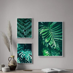 Green Big Scale Monstera Fern Leaf Wall Art Canvas Painting Nordic Posters And Prints Wall Pictures For Living Room Home Decor - SallyHomey Life's Beautiful