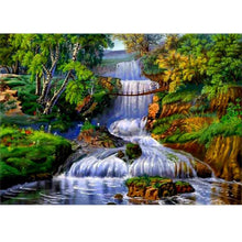Load image into Gallery viewer, DIY 5D Diamond Painting Lakeside Scenery Waterfall Diamond Embroidery Rhinestones Full Round Drill Landscape Cross Stitch Decor