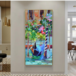 Abstract modern canvas wall art hand painted painting Venice landscape beautiful vertical oil painting on canvas for living room - SallyHomey Life's Beautiful