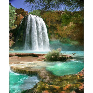 5D Diamond Painting Cross Stitch Diy Waterfall Scenery Full Round Drill Landscape Diamond Embroidery Mosaic Wall Art Decor - SallyHomey Life's Beautiful