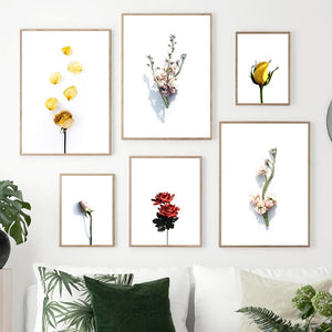 Tulip Rose Flower Plant Scandinavian Wall Art Print Canvas Painting Nordic Posters And Prints Wall Pictures For Living Room - SallyHomey Life's Beautiful