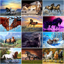 Load image into Gallery viewer, 5D Diamond Painting Cross Stitch DIY Horse Diamond Embroidery Full Round Rhinestones Animals Mosaic Picture Home Decor - SallyHomey Life&#39;s Beautiful