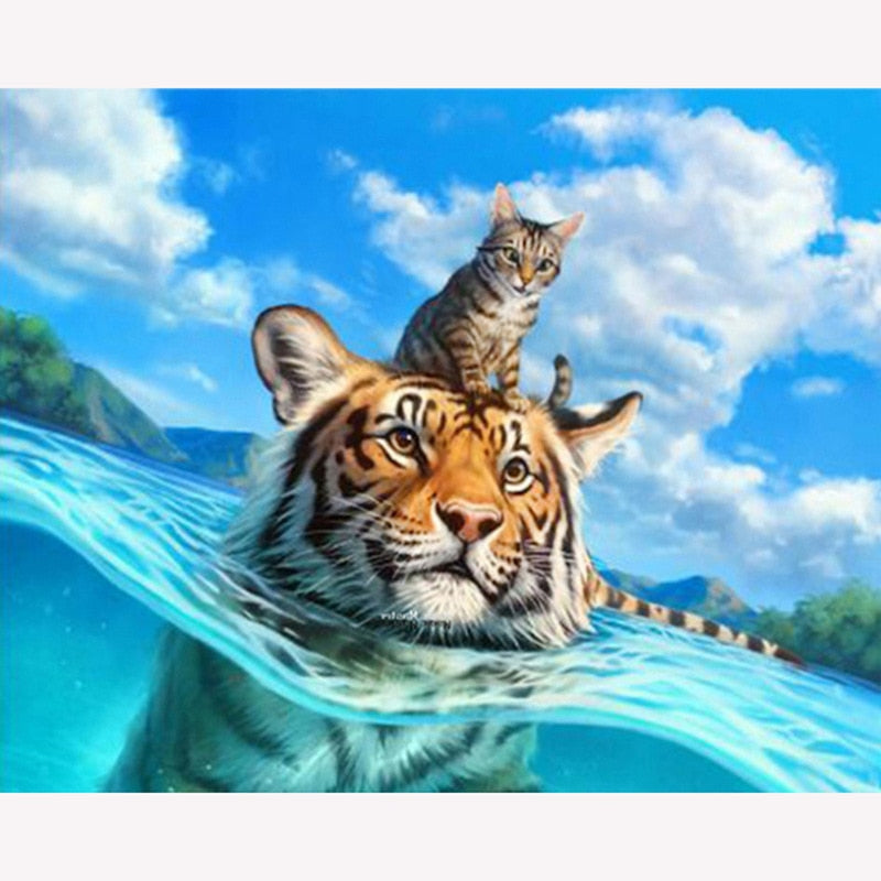 5D Diamond Painting Tiger Cross Stitch DIY Diamond Embroidery Mosaic A –  SallyHomey Life's Beautiful