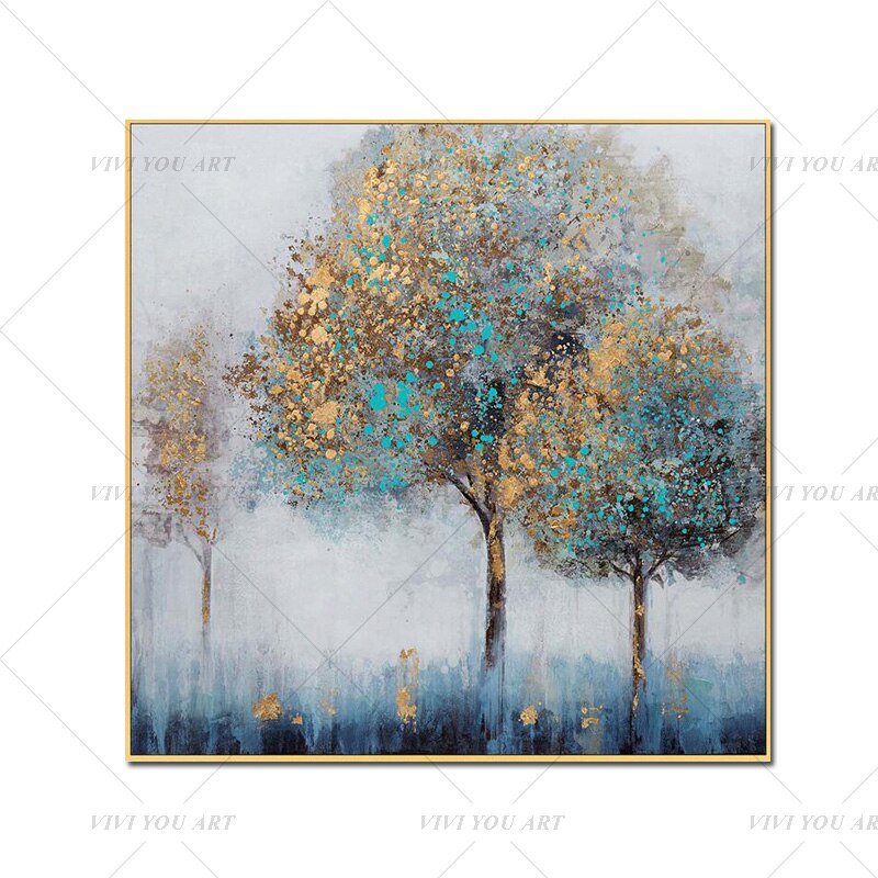100% Hand Painted Colorful Trees Forest Abstract Painting  Modern Art Picture For Living Room Modern Cuadros Canvas Art High Quality