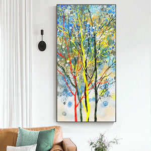 Abstract Modern Landscape Oil Painting on Canvas Poster Print Wall Art Abstract Tree Pictures for Living Room Decor No Frame - SallyHomey Life's Beautiful