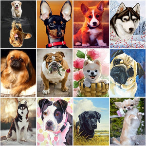DIY 5D Diamond Painting Dog Animal Round Full Drill Nouveaute Mosaic Diamond Embroidery Cross Stitch Rhinestones Home Decor Gift - SallyHomey Life's Beautiful