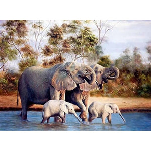 DIY 5D Diamond Painting Elephant Animal Diamond Embroidery Cross Stitch Kits Full Round Drill Mosaic Rhinestones Home Decor Gift