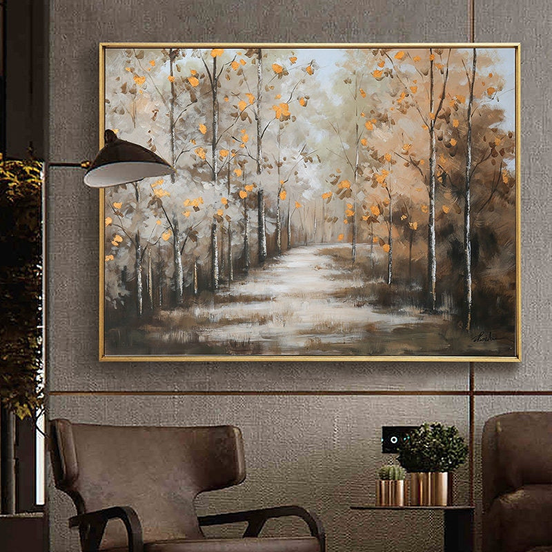 100% Hand Painted Abstract Woods Art Oil Painting On Canvas Wall Art Frameless Picture Decoration For Live Room Home Decor Gift