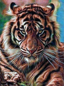 DIY Tiger 5D Diamond Painting Tiger Diamond Embroidery Animal Tiger Cross Stitch Full Round Drill Wall Art Home Decor Gift