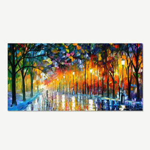 Modern Abstract Landscape The Reflection Of Night Oil Painting Studio On Canvas  Wall Art Picture for Living Room Decor No Frame - SallyHomey Life's Beautiful