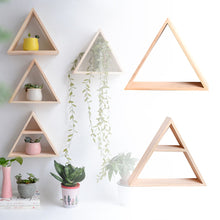 Load image into Gallery viewer, Decoration Living Room Wall Mounted Gift Triangle Shape Home Storage Rack Sundries Shelf Bedroom Ins Style DIY Natural Wood