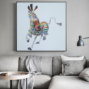 Modern Abstract Animal Art Painting on Canvas Poster and Print Wall Art Naughty zebra Picture for Living Room Quadros Home Decor - SallyHomey Life's Beautiful