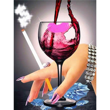 Load image into Gallery viewer, DIY 5D Diamond Painting Woman Red Wine Glass Diamond Embroidery Cross Stitch Rhinestone Full Round Drill Mosaic Home Decor