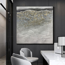 Load image into Gallery viewer, 100% Hand Painted Gray Beach Sand Gold Abstract Painting  Modern Art Picture For Living Room Modern Cuadros Canvas Art High Quality