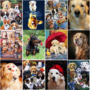 DIY 5D Diamond Painting Golden Retriever Dog Full Round Drill Cross Stitch Diamond Embroidery Animal Mosaic Rhinestones Decor