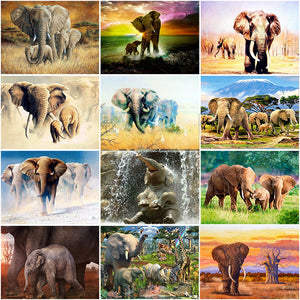 DIY 5D Diamond Painting Elephant Family Diamond Embroidery Animal Cross Stitch Mosaic Rhinestones Wall Sticker Decor Gift - SallyHomey Life's Beautiful