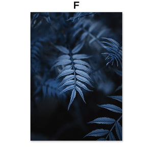 Blue White Flower Rose Fern Leaf Plant Wall Art Canvas Painting Nordic Posters And Prints Wall Pictures For Living Room Decor - SallyHomey Life's Beautiful