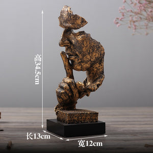 Nordic Silence Is Gold Statue Resin Abstract Sculpture Figurine Home Decoration Modern Art Office Desk Decoration Wedding Gifts