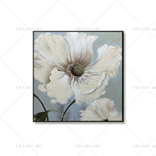 Load image into Gallery viewer, 100% Hand Painted  Big White Flower Abstract Modern Art Picture For Living Room Modern Cuadros Canvas Art High Quality