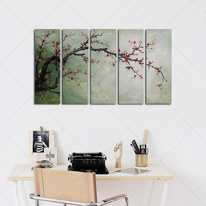 100% Hand Painted  Plum Blossom Original Flowers Modern Home Decor Oil Painting Artwork Silver White Painting Hand pained
