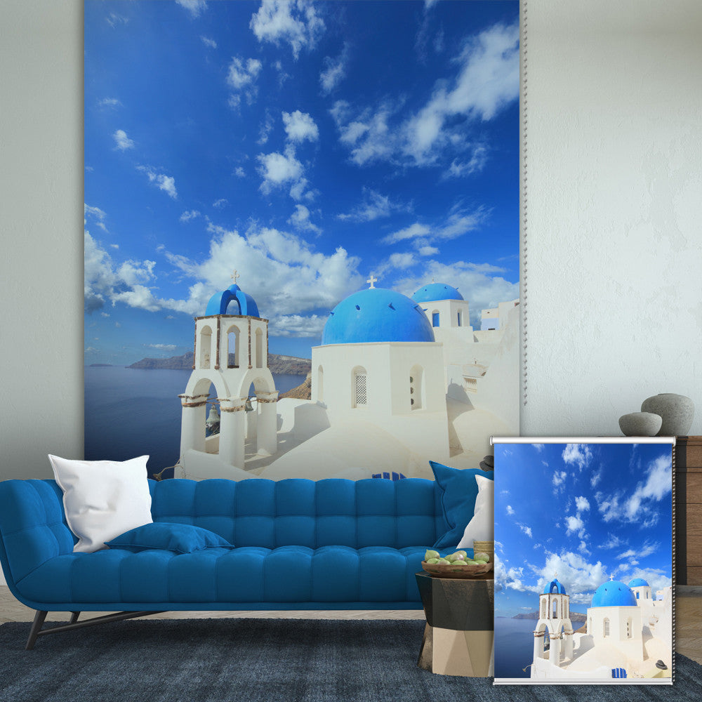 PAG Mediterranean Roller Shutters Print Painting Roller Blind Background Wall Decor Window Curtain - SallyHomey Life's Beautiful