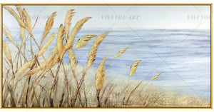   100% Hand Painted Gold Wheat Sea Painting  Modern Art Picture For Living Room Modern Cuadros Canvas Art High Quality