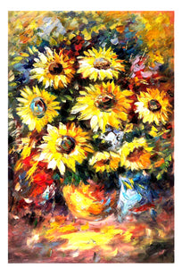 100% Hand Painted Abstract Sunflower Art Oil Painting On Canvas Wall Art Frameless Picture Decoration For Live Room Home Decor