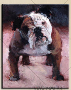 100% Hand Painted  English Bulldog Oil Painting Art Wall Pictures On Canvas Modern Home Decorative Art For Living Room Thick Oil Paint