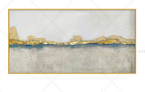 100% Hand PaintedGold Blue River Nature Painting  Modern Art Picture For Living Room Modern Cuadros Canvas Art High Quality