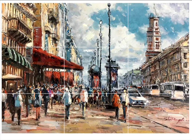 100% Hand Painted Abstract Street View Art Painting On Canvas Wall Art Wall Adornment Pictures Painting For Live Room Home Decor