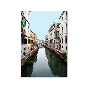 Venice France New York House Architecture Retro Poster Wall Art Canvas Print Building Landscape Picture Painting Nordic Decor - SallyHomey Life's Beautiful