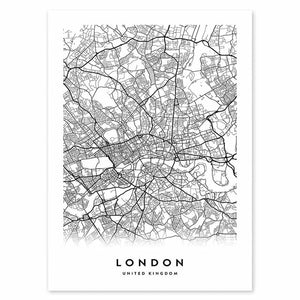 Modern New York London Paris City Map Wall Art Picture For Living Room Black and White Posters and Prints Home Decor - SallyHomey Life's Beautiful