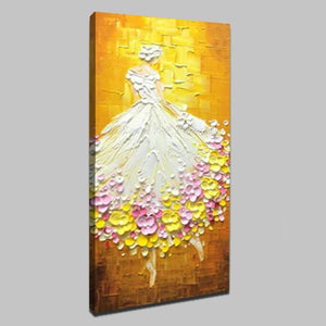 Large Pretty Ballet Dancer Hand Painted Modern Abstract Palette Knife Oil Painting On Canvas Wall Art For Living Room Home Decor - SallyHomey Life's Beautiful