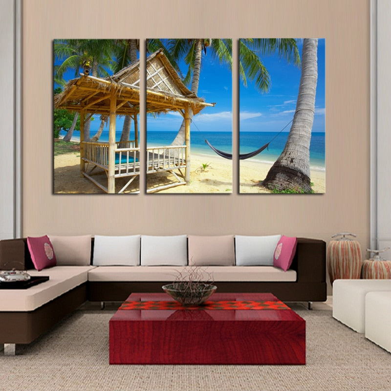 3 pcs Home Decor Canvas Frameless Beach Coconut Trees Modern Wall Canvas painting Art HD Picture Paint on Canvas Prints
