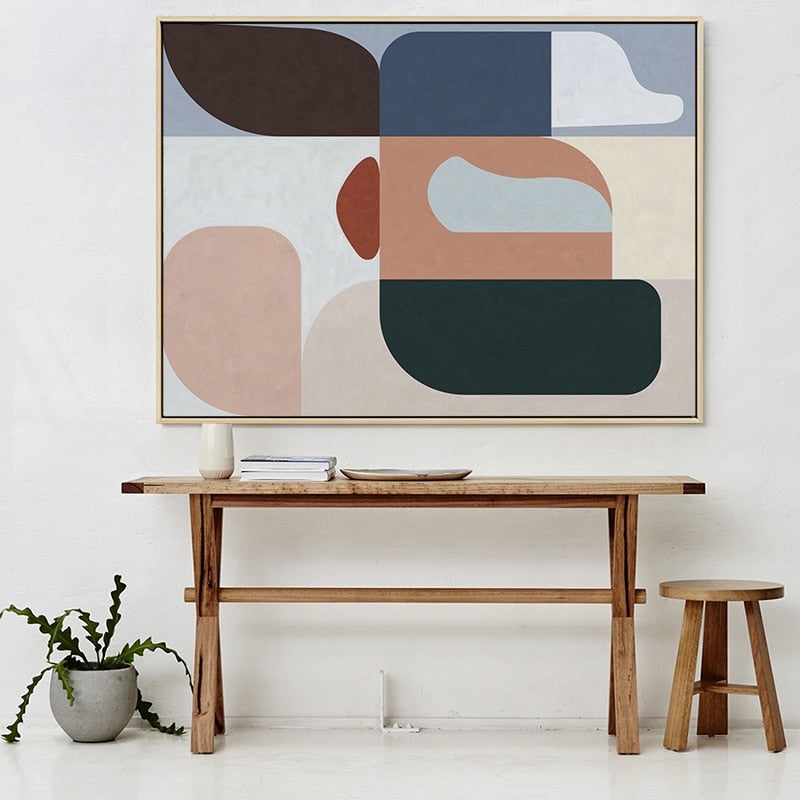 handmade Buzart elephant abstract oil painting pattern with Geometric figure art canvas for home wall decorations No Frame