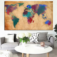 Load image into Gallery viewer, Abstract 3D Watercolor World Map Canvas Painting Retro Globe Maps HD Print On Canvas for Office Room Wall Picture Cuadros Decor - SallyHomey Life&#39;s Beautiful