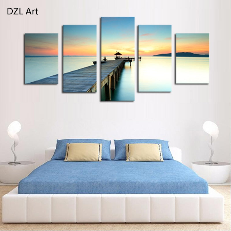 Unframed 5 Piece beautiful ocean Modern Home Wall Decor Canvas Picture Art HD Print Painting On Canvas Artworks
