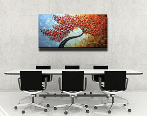 3D Oil Paintings Maple Tree Pictures  (Home Decor Red Artwork Canvas Wall Art No Framed Abstract) - SallyHomey Life's Beautiful