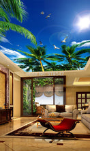 Load image into Gallery viewer, Blue Sky And White Clouds Coconut Trees Seagull for your  Ceiling - SallyHomey Life&#39;s Beautiful