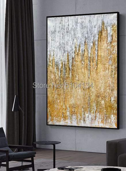 Hot art Hand painted Abstract gold Oil Paintings Abstract gold canvas Oil Painting wall painting for Living Room home Decoration