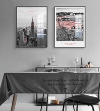 Load image into Gallery viewer, Nordic NEW YORK Black White building Wall Art Canvas Poster and Print Pink Car Canvas for Living Room Morden landscape Decor - SallyHomey Life&#39;s Beautiful