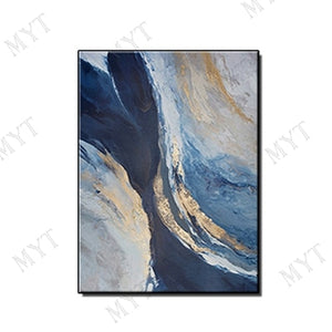 Hand Painted Wall art Picture Abstract blue cloud landscape oil painting handmade for Living room bedroom home decor no framed