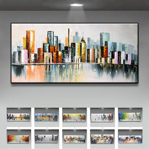 Wedding decoration Hand Painted Oil Painting On Canvas Modern Large size Abstract Art Home Decor Hang Picture city building