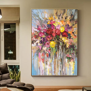 100% Hand Painted Abstract Flowers Art Oil Painting On Canvas Wall Art Wall Adornment Pictures Painting For Live Room Home Decor