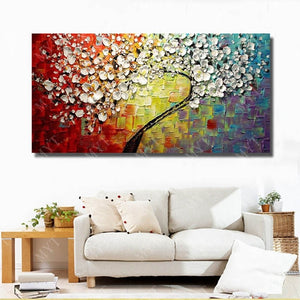 New 100% Hand-painted Abstract Oil Painting modern tree 3D Knife flower Painting on the Canvas Pictures wall Art Home Decoration - SallyHomey Life's Beautiful