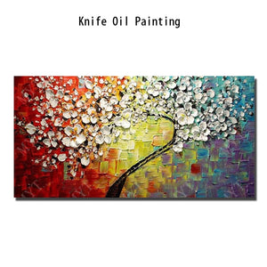 New 100% Hand-painted Abstract Oil Painting modern tree 3D Knife flower Painting on the Canvas Pictures wall Art Home Decoration - SallyHomey Life's Beautiful