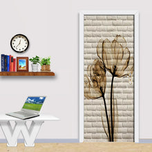 Load image into Gallery viewer, Wall Brick Tulip Picture Door Stickers 3D Wallpaper Bedroom Living Room Door Decor 3D Mural PVC Self-adhesive Waterproof Decals - SallyHomey Life&#39;s Beautiful