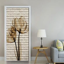 Load image into Gallery viewer, Wall Brick Tulip Picture Door Stickers 3D Wallpaper Bedroom Living Room Door Decor 3D Mural PVC Self-adhesive Waterproof Decals - SallyHomey Life&#39;s Beautiful