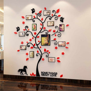 Removable Family Photo Frame Tree Wall Sticker 3D DIY Acrylic Art Picture Frame Wall Decals Poster Living Room Wall Home Decor - SallyHomey Life's Beautiful