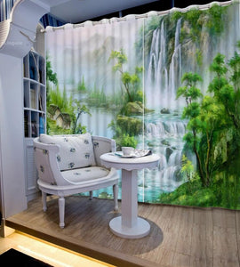 3D waterfall Landscape Curtains - SallyHomey Life's Beautiful